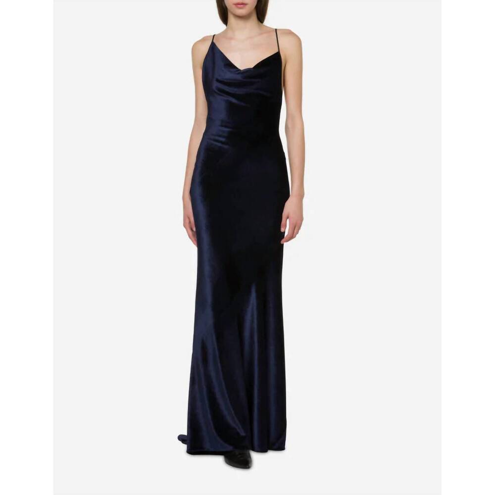 NEW PHILOSOPHY DI LORENZO SERAFINI stretch velvet dress in midnight